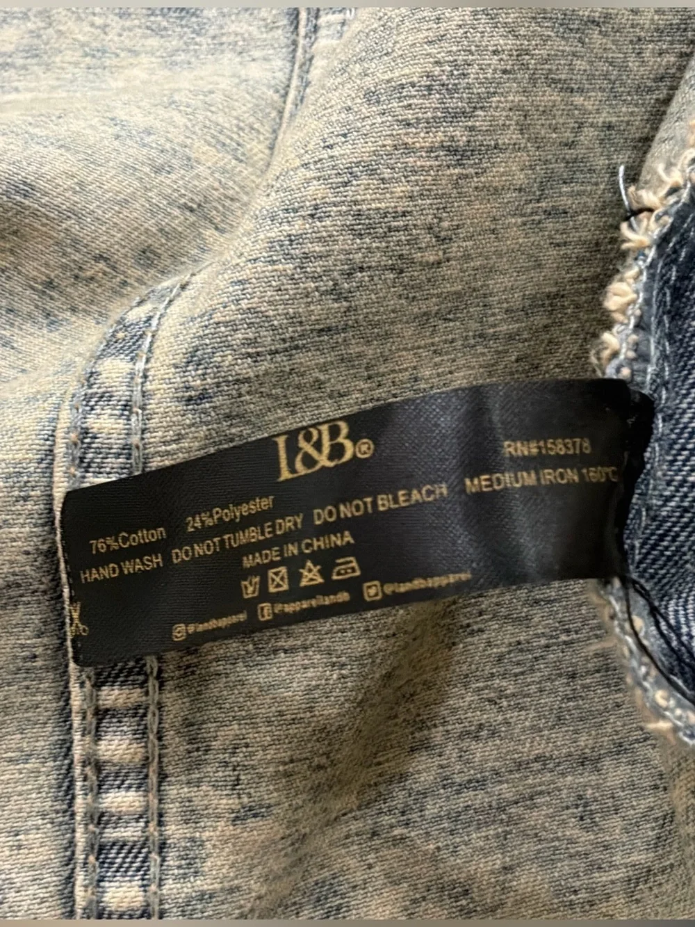 I&B Icky & Blessed Denim Jacket Womens L Acid Wash Distressed Oversized Frayed